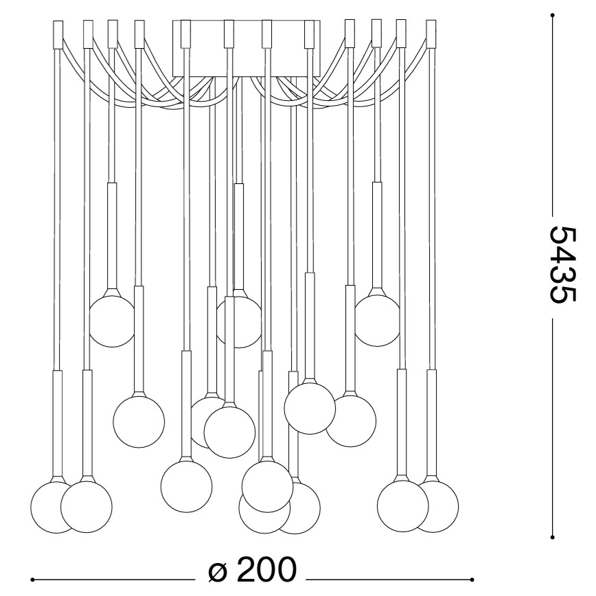 Ideal Lux - LED lustra uz kabeļa LUCCIOLA 16xLED/16W/230V CRI 90, zirnekļa dizains, melna