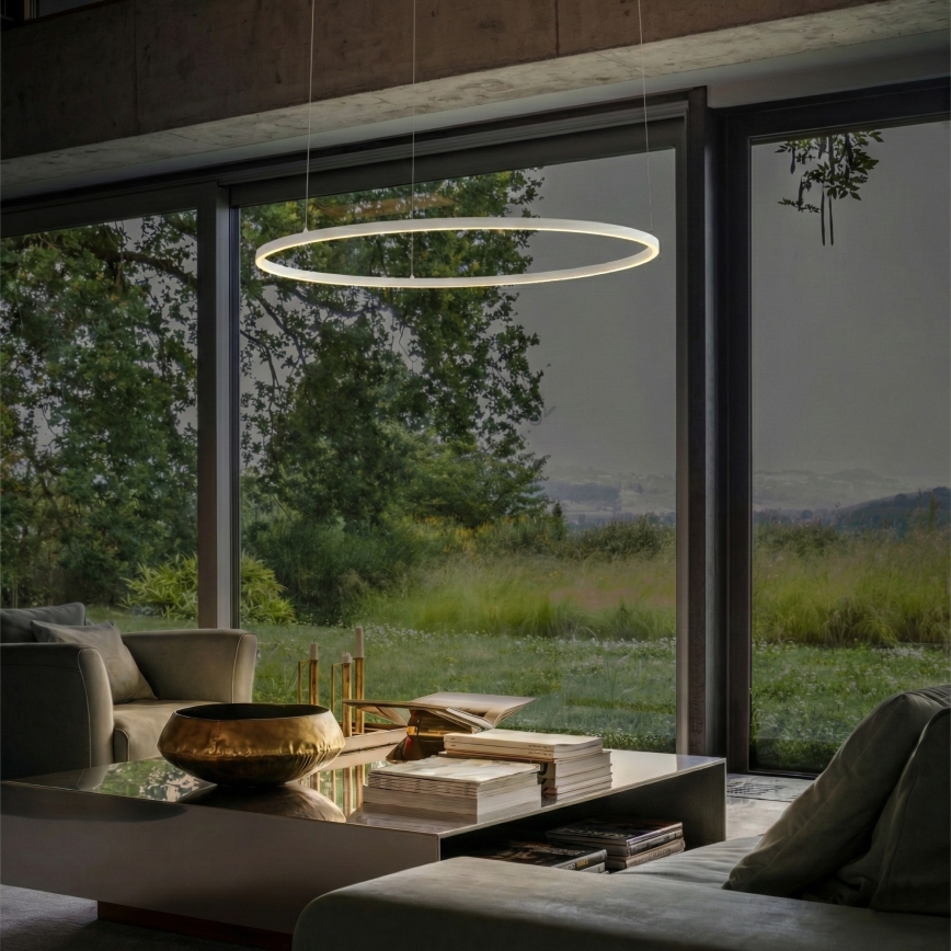 Ideal Lux - LED lustra uz troses ORACLE SLIM, 37W, 230V, 2700K, CRI 90, Ø 70 cm, balta