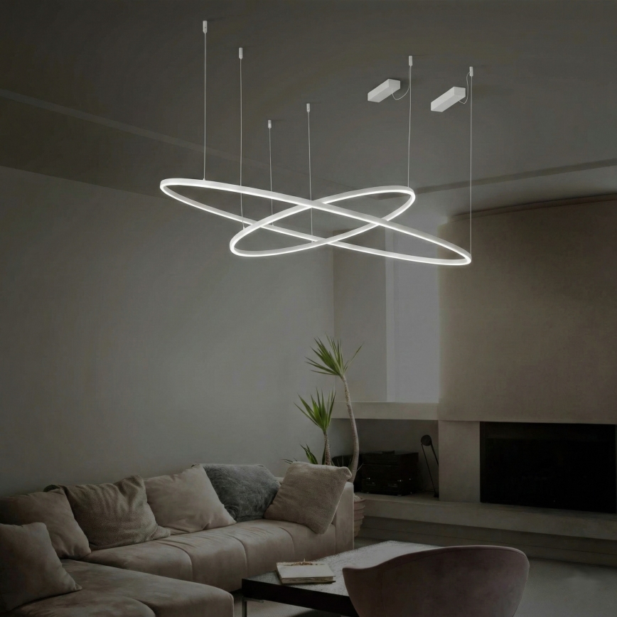 Ideal Lux - LED lustra uz troses ORACLE SLIM, 37W, 230V, 2700K, CRI 90, Ø 70 cm, balta