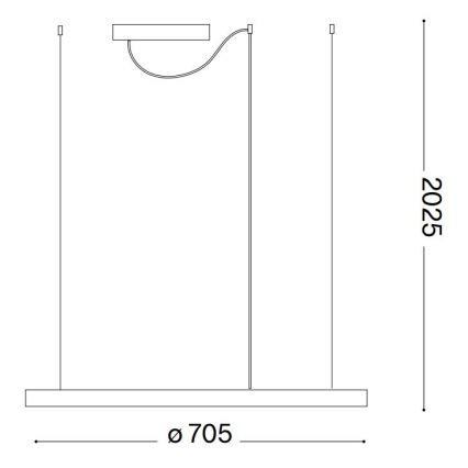 Ideal Lux - LED lustra uz troses ORACLE SLIM, 37W, 230V, 2700K, CRI 90, Ø 70 cm, balta