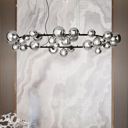 Ideal Lux - LED lustra uz kabeļa PERLAGE 30xG9/3W/230V 143 cm melna/dūmota