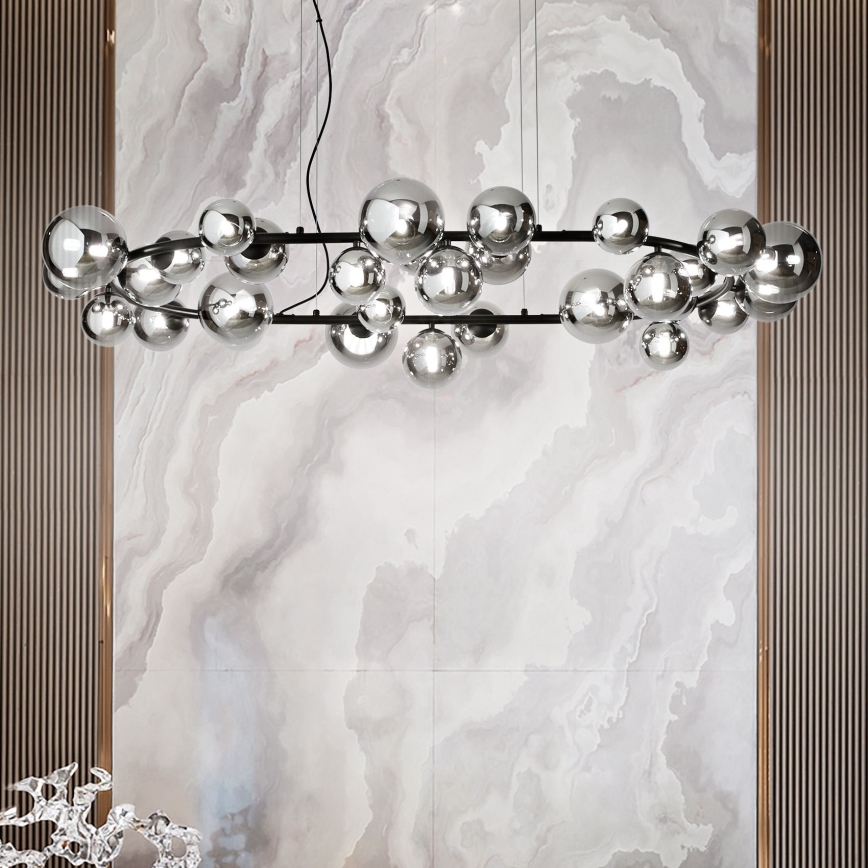 Ideal Lux - LED lustra uz kabeļa PERLAGE 30xG9/3W/230V 143 cm melna/dūmota