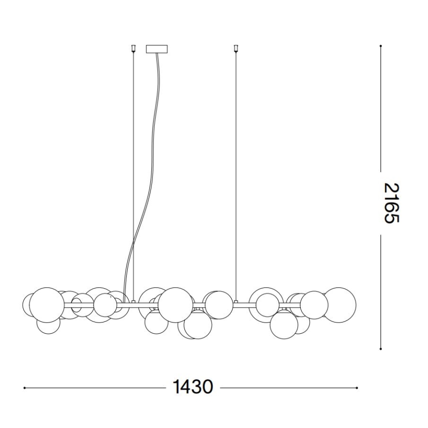 Ideal Lux - LED lustra uz kabeļa PERLAGE 30xG9/3W/230V 143 cm melna/dūmota
