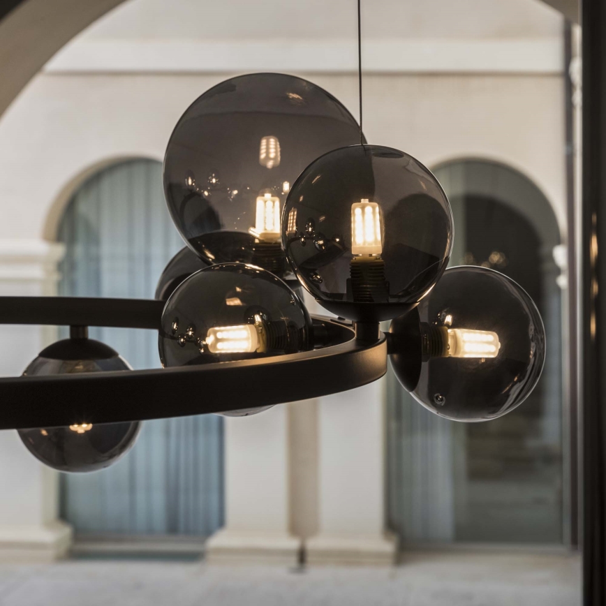 Ideal Lux - LED lustra uz kabeļa PERLAGE 30xG9/3W/230V 143 cm melna/dūmota