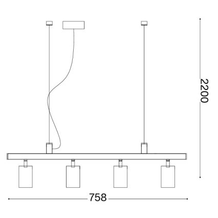 Ideal Lux - LED lustra uz troses DYNAMITE 4xGU10/7W/230V CRI 90 melna