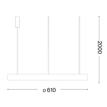 Ideal Lux - LED lustra uz troses GEMINI LED/47W/230V 2700K Ø 61 cm CRI 90 melna