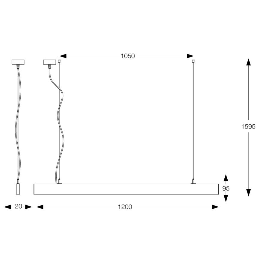 Ideal Lux - LED lustra uz troses LINUS LED/32W/230V 4000K CRI 90 120 cm melna