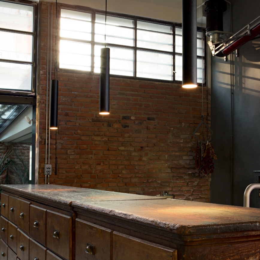 Ideal Lux - LED lustra uz troses LOOK 1xGU10/7W/230V CRI 90 Ø 6 cm melna