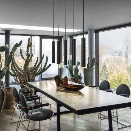 Ideal Lux - LED lustra uz troses LOOK 1xGU10/7W/230V CRI 90 Ø 6 cm melna