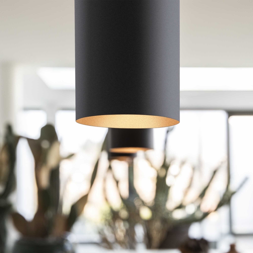 Ideal Lux - LED lustra uz troses LOOK 1xGU10/7W/230V CRI 90 Ø 6 cm melna