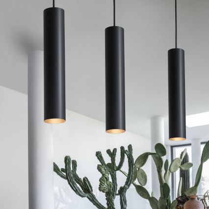 Ideal Lux - LED lustra uz troses LOOK 1xGU10/7W/230V CRI 90 Ø 6 cm melna