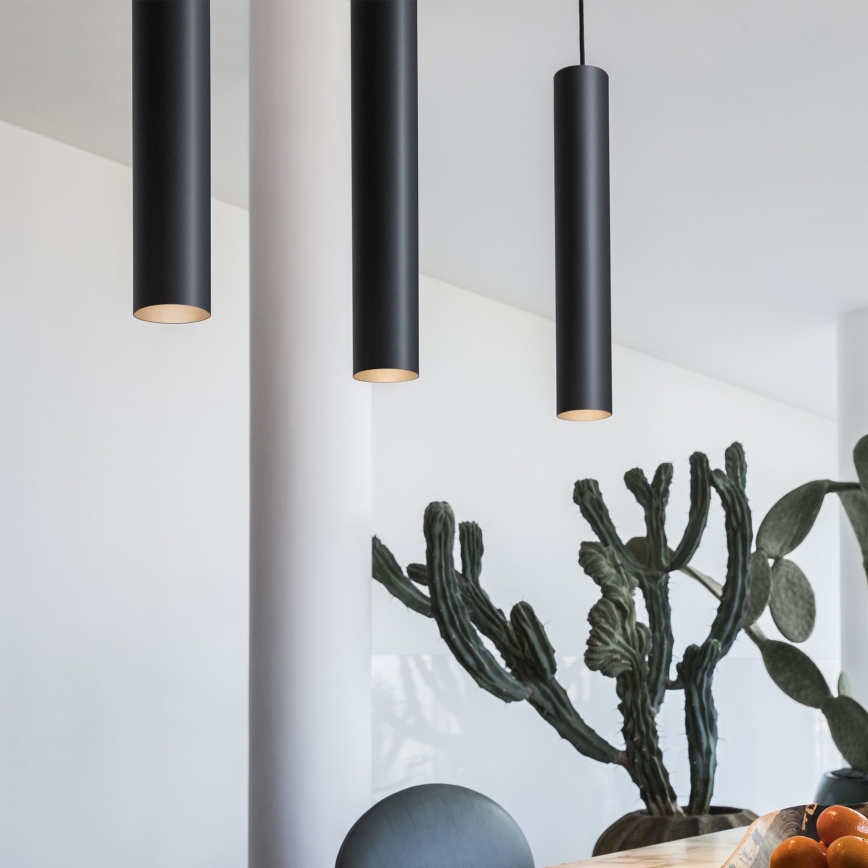 Ideal Lux - LED lustra uz troses LOOK 1xGU10/7W/230V CRI 90 Ø 6 cm melna