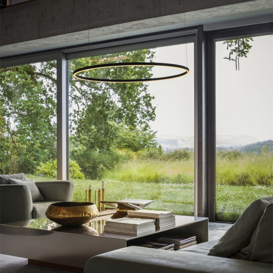 Ideal Lux - pakaramā LED lustra ar regulējamu spilgtumu ORACLE SLIM LED/40W/230V 3000K CRI 90 diam. 70 cm melna