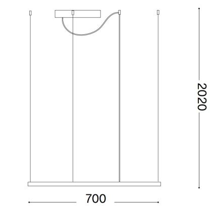 Ideal Lux - LED lustra uz kabeļa ORACLE SLIM LED/44W/230V 3000K CRI 90 70x70 cm melna