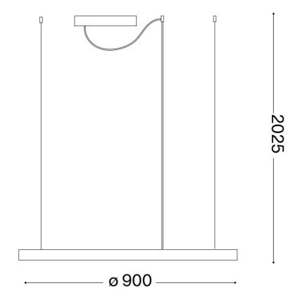 Ideal Lux - LED lustra uz troses ORACLE SLIM LED/53W/230V 2700K CRI 90 Ø 90 cm melna