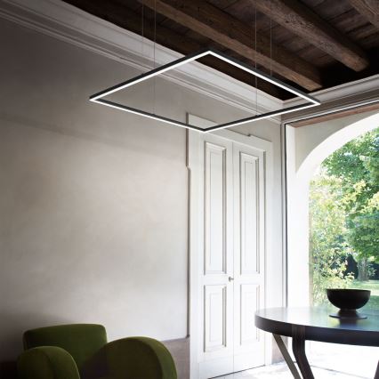 Ideal Lux - LED Lustra uz troses ORACLE SLIM LED/53W/230V 3000K CRI 90 90x90 cm melna