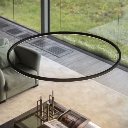 Ideal Lux - LED ar regulējamu spilgtumu pakaramais lustrs uz troses ORACLE SLIM LED/77W/230V 3000K CRI 90 Ø 150 cm melns