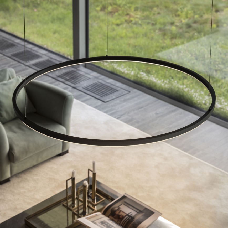 Ideal Lux - LED lustra uz troses ORACLE SLIM LED/83W/230V 2700K CRI 90 diam. 150 cm melna