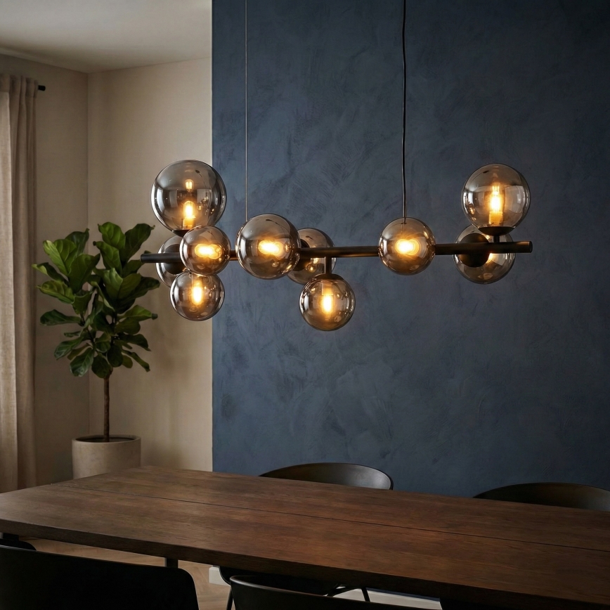 Ideal Lux - LED lustra uz troses PERLAGE 10xG9/3W/230V 81 cm melna/dūmakaina melna