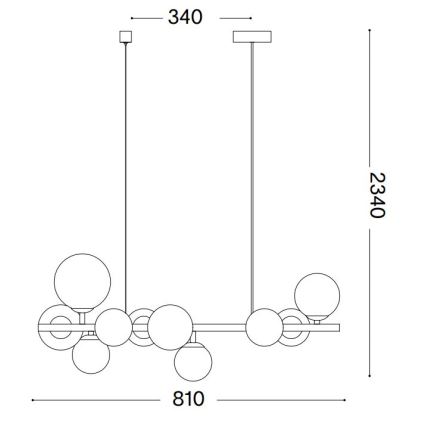 Ideal Lux - LED lustra uz troses PERLAGE 10xG9/3W/230V 81 cm melna/dūmakaina melna