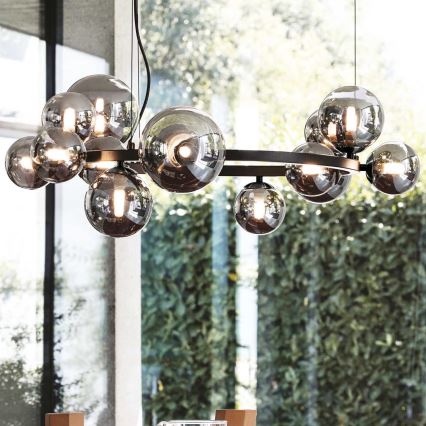 Ideal Lux - LED pakaramā lustra uz troses PERLAGE 11xG9/3W/230V Ø 73 cm melna/dūmakaina melna