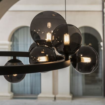 Ideal Lux - LED pakaramā lustra uz troses PERLAGE 11xG9/3W/230V Ø 73 cm melna/dūmakaina melna