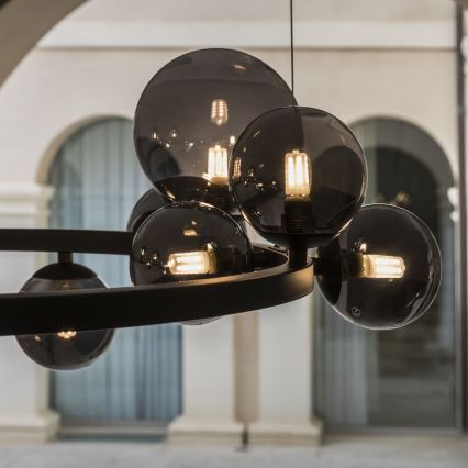 Ideal Lux - LED lustra uz troses PERLAGE 14xG9/3W/230V Ø 85 cm melna/dūmakaina melna