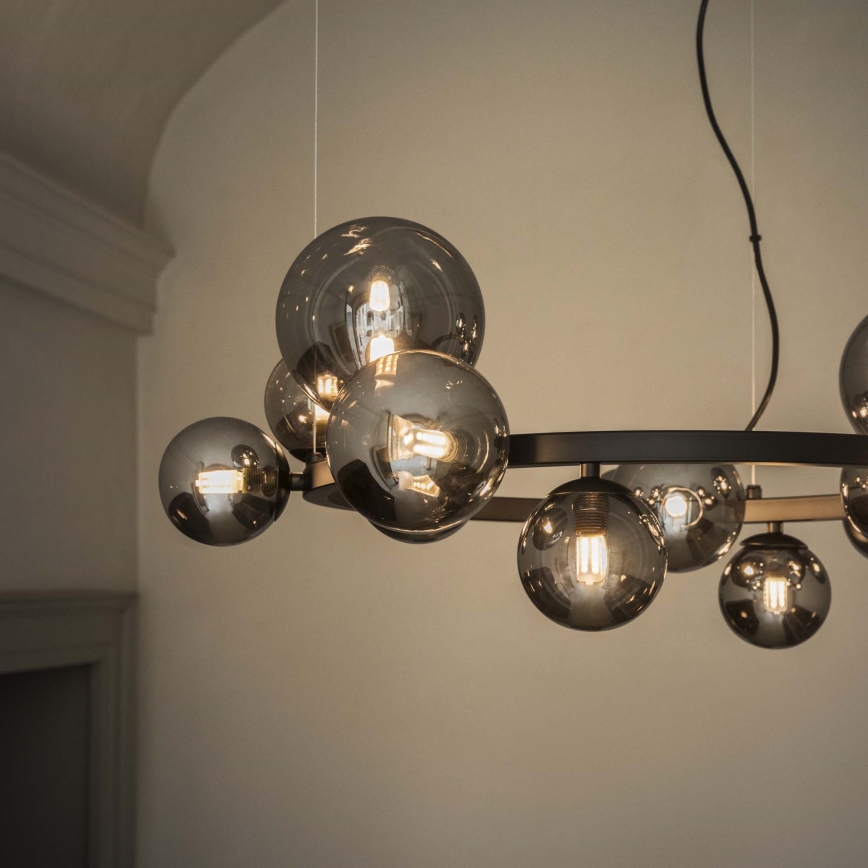 Ideal Lux - LED lustra uz troses PERLAGE 25xG9/3W/230V 110 cm melna/dūmakaina