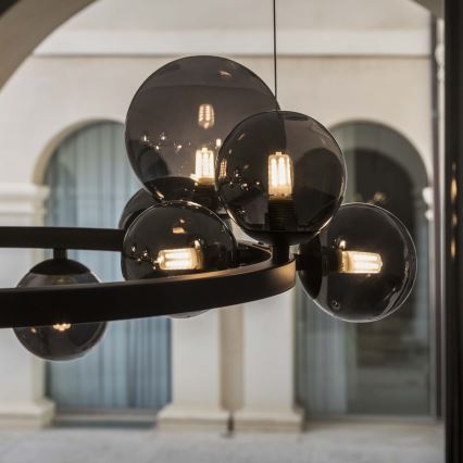 Ideal Lux - LED lustra uz troses PERLAGE 25xG9/3W/230V 110 cm melna/dūmakaina