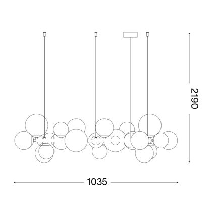 Ideal Lux - LED lustra uz troses PERLAGE 25xG9/3W/230V 110 cm melna/dūmakaina