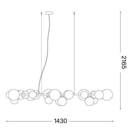 Ideal Lux - LED lustra uz troses PERLAGE 30xG9/3W/230V 143 cm zelta/balta