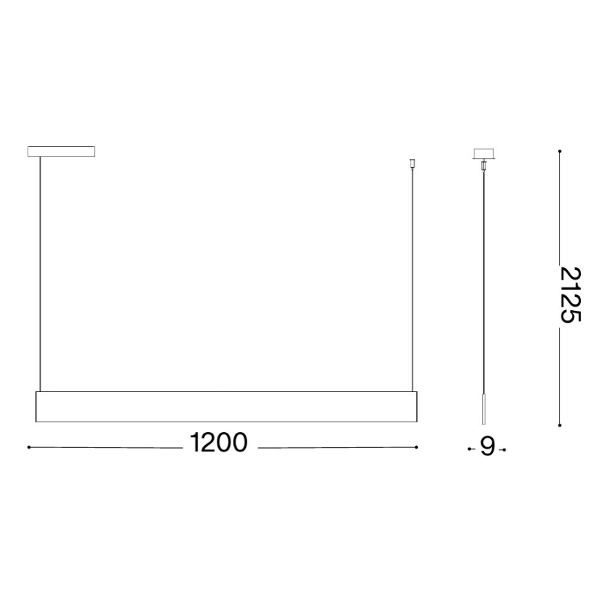 Ideal Lux - LED lustra uz troses STEEL LED/24W/230V 3000K CRI 90 120 cm melna