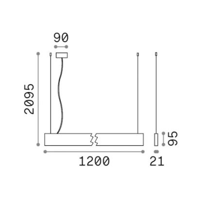 Ideal Lux - LED lustra uz troses STEEL LED/29W/230V 3000K CRI 90 120 cm melna