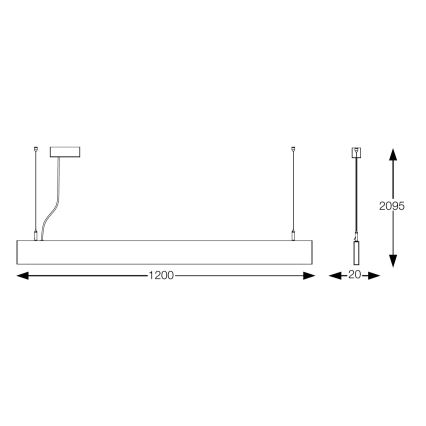Ideal Lux - LED lustra uz troses STEEL LED/29W/230V 4000K CRI 90 120 cm balta
