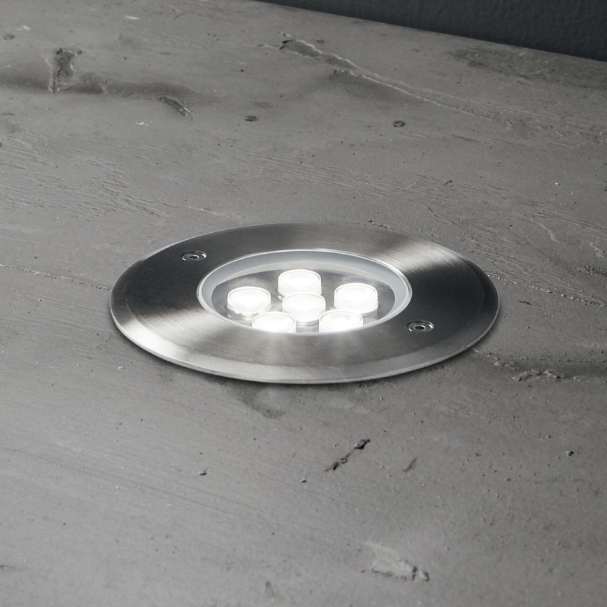 Ideal Lux - LED Pagalma lampa FLOOR LED/6W/230V d. 12 cm CRI 90 IP67 spīdīgi hromēts
