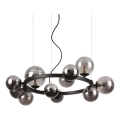 Ideal Lux - LED pakaramā lustra uz troses PERLAGE 11xG9/3W/230V Ø 73 cm melna/dūmakaina melna