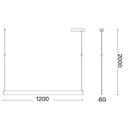 Ideal Lux - LED pakaramais uz troses DESK WIDE LED/36W/230V CRI 90 120 cm melns
