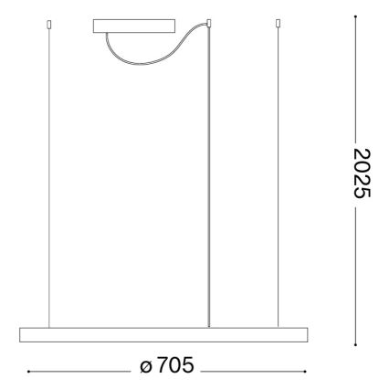 Ideal Lux - ORACLE SLIM LED lustra uz troses, LED/37W/230V, 3000K, CRI 90, Ø 70 cm, zeltaina