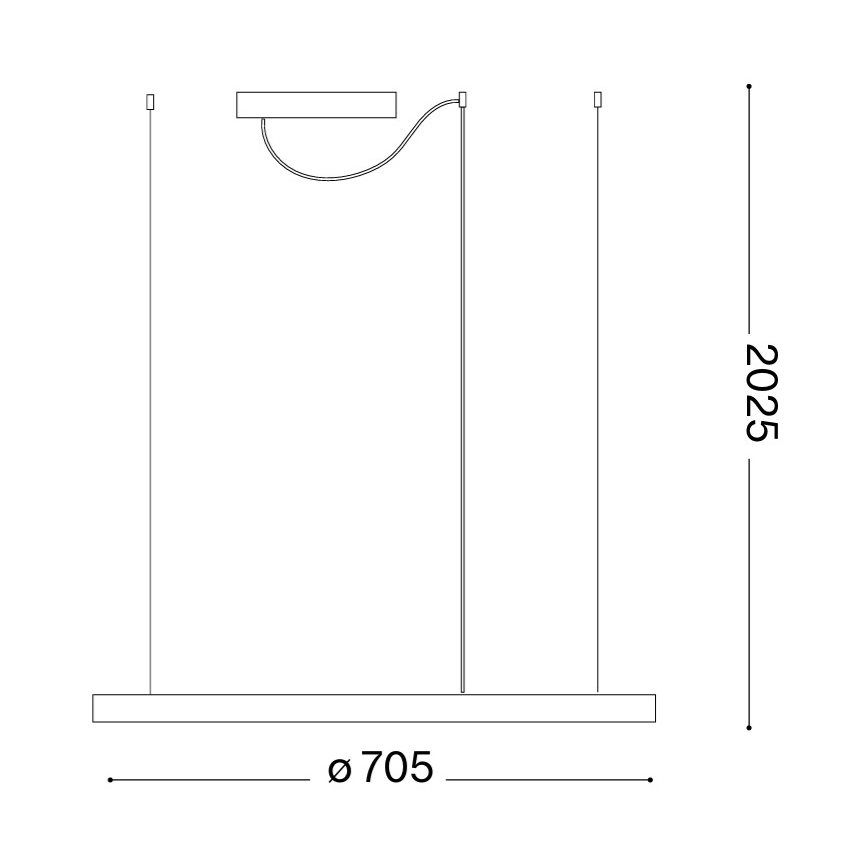 Ideal Lux - ORACLE SLIM LED lustra uz troses, LED/37W/230V, 3000K, CRI 90, Ø 70 cm, zeltaina