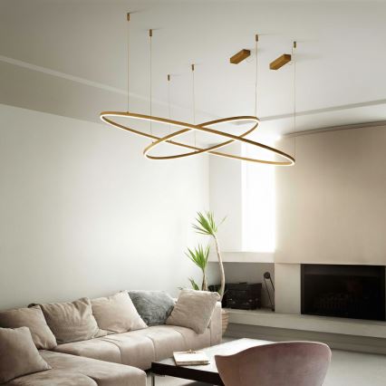 Ideal Lux - LED lustra uz troses ORACLE SLIM LED/53W/230V 3000K CRI 90 Ø 90 cm zelta