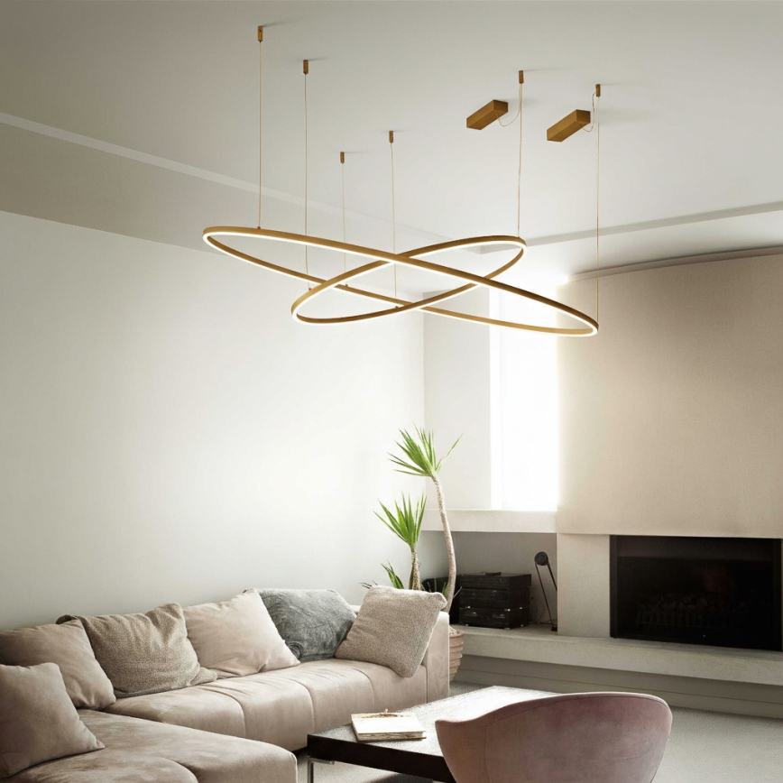 Ideal Lux - LED lustra uz troses ORACLE SLIM LED/53W/230V 3000K CRI 90 Ø 90 cm zelta