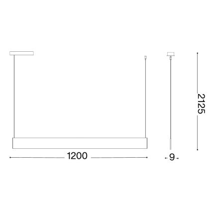 Ideal Lux - LED piekaramā lustra uz troses STEEL LED/24W/230V 3000K CRI 90 120 cm melna