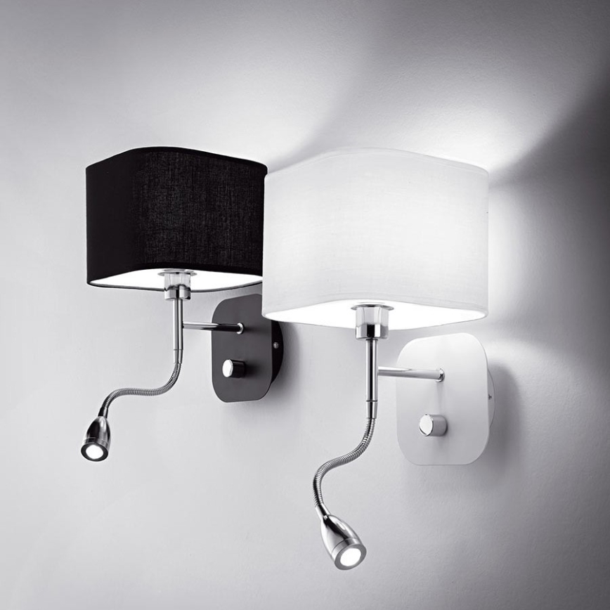 Ideal Lux - LED Pielāgojama sienas lampa 1xE14/40W/230V + LED/1W/230V melna