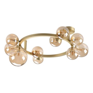 Ideal Lux - LED piestiprināms griestu lustrs PERLAGE 10xG9/3W/230V diametrs 70 cm zelta/dūmakaini bēšs