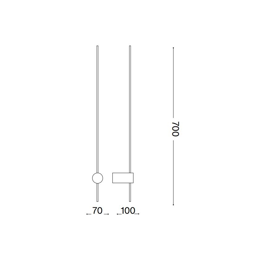 Ideal Lux - LED Sienas lampa ESSENCE LED/12W/230V 2700K 70 cm CRI 90 melna