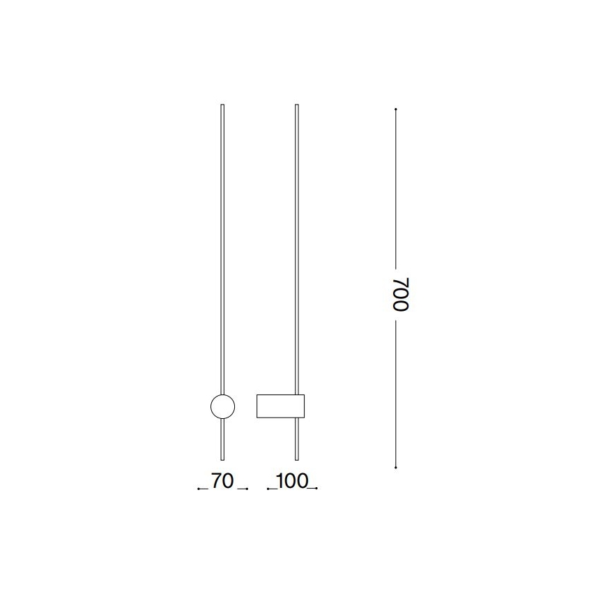 Ideal Lux - LED Sienas lampa ESSENCE LED/12W/230V 3000K 70 cm CRI 90 melna
