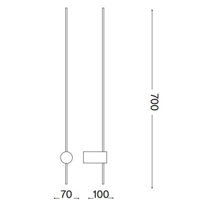 Ideal Lux - LED Sienas lampa ESSENCE LED/12W/230V 4000K 70 cm CRI 90 melna