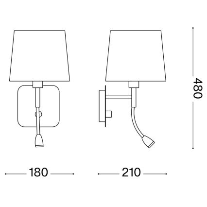 Ideal Lux - LED Elastīga sienas lampa NORDIK 1xE14/40W + LED/1,5W/230V