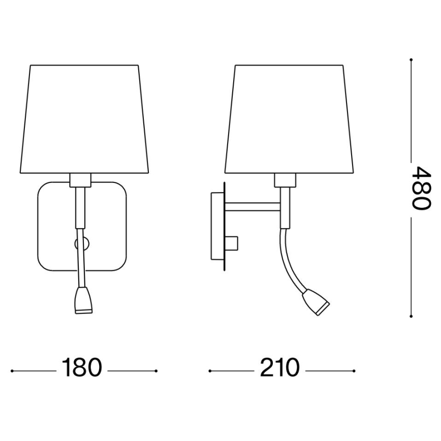 Ideal Lux - LED Elastīga sienas lampa NORDIK 1xE14/40W + LED/1,5W/230V