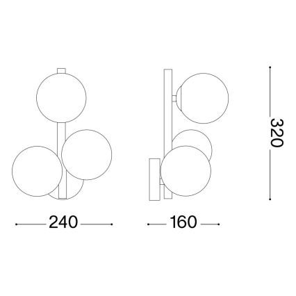 Ideal Lux - LED Sienas lampa PERLAGE 3xG9/3W/230V melna/dūmakains